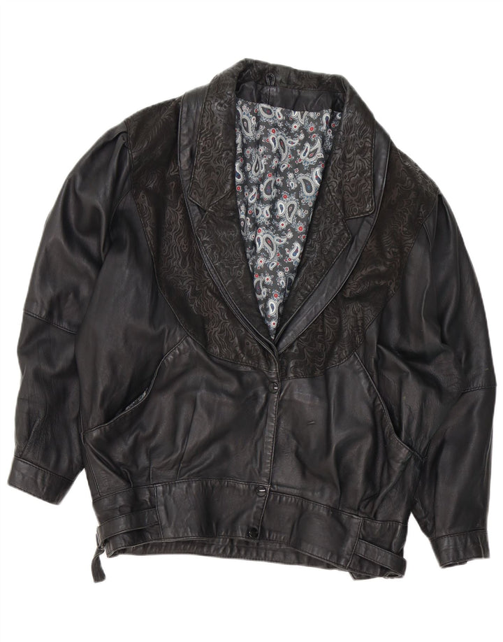 Damska kurtka skórzana VINTAGE UK 18 XL czarna Paisley