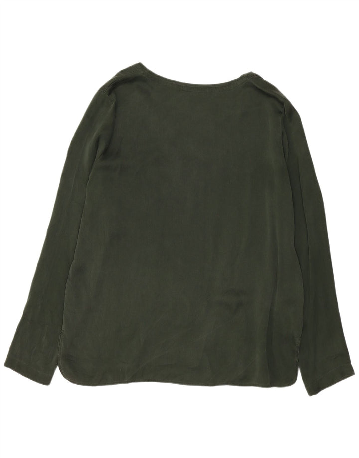 Damska bluzka z długim rękawem Stefanel IT 44 Medium Khaki Silk