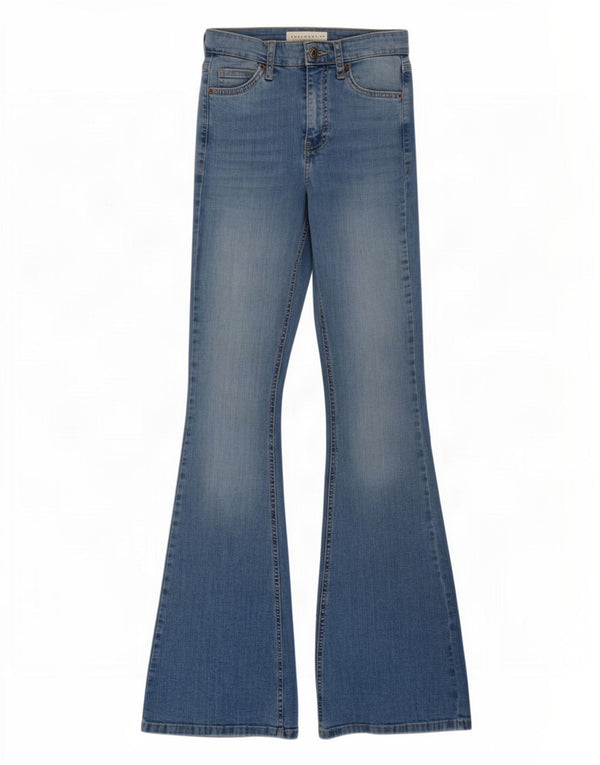 Topshop Damskie jeansy Jamie Flared W25 L32 Niebieskie bawełniane