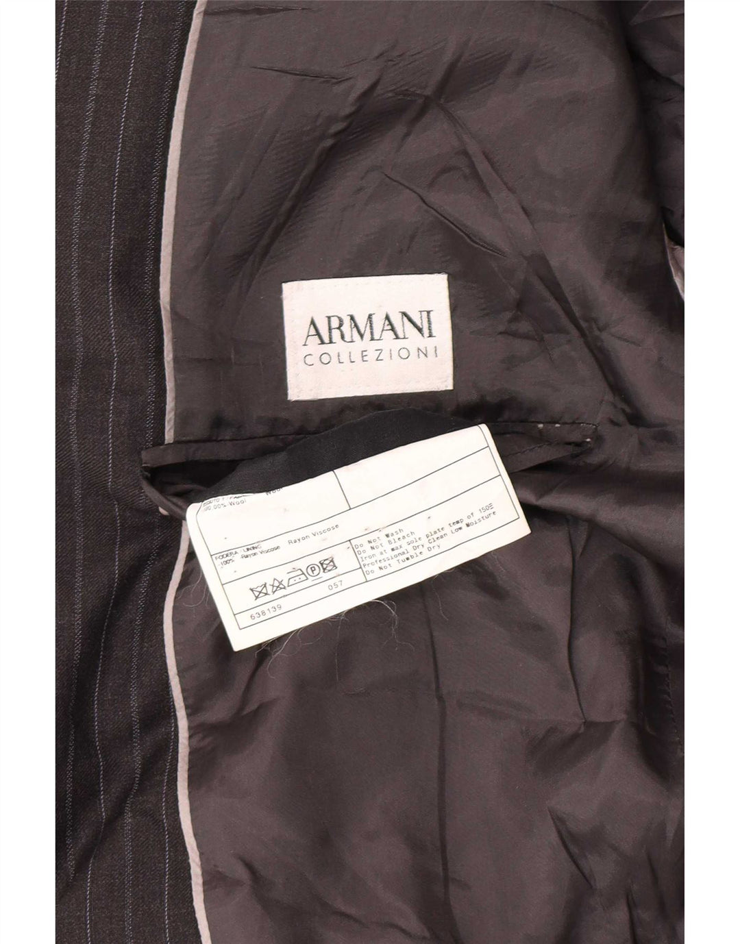 Armani Collezioni Męska marynarka zapinana na 2 guziki IT 52 XL Szara wełna w prążki