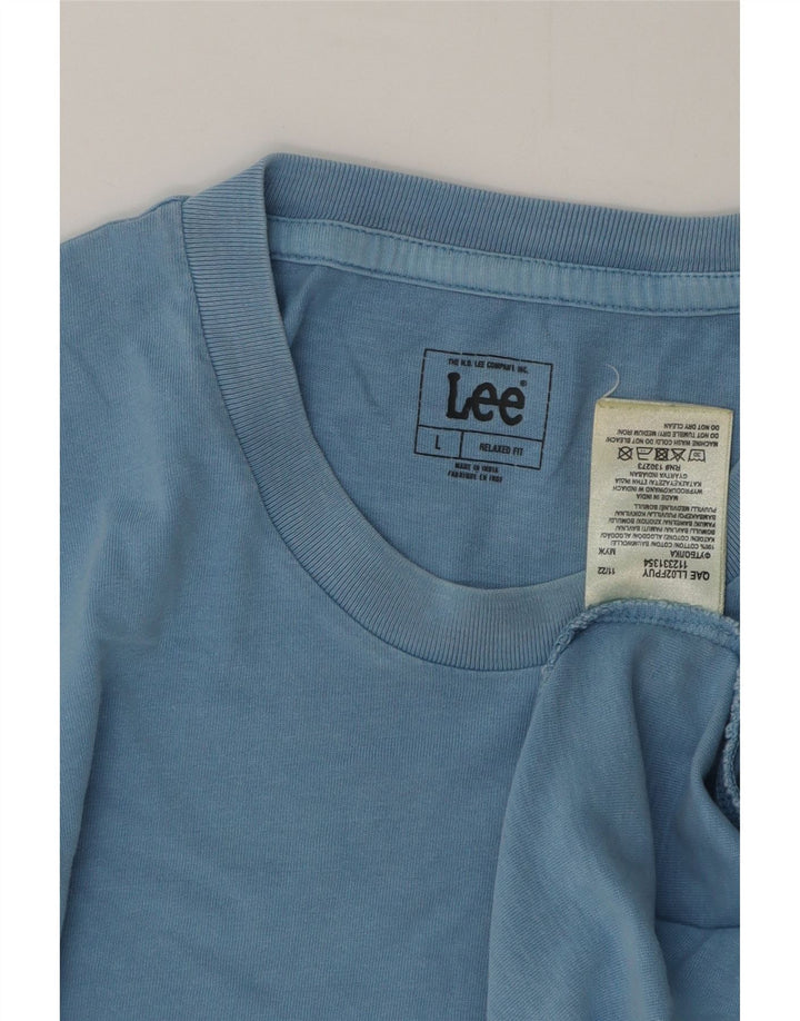 Męski T-shirt Lee o swobodnym kroju, duży, niebieski, bawełniany