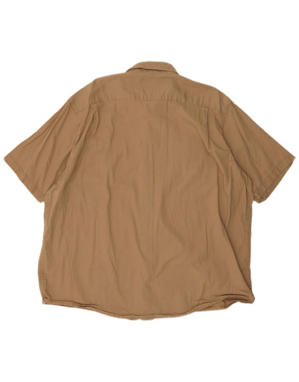 Koszula męska z krótkim rękawem Wrangler 2XL, beżowa, bawełniana