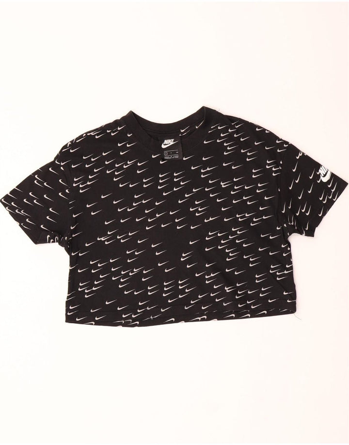 NIKE Womens Oversized Crop Graphic T-Shirt Top UK 10 Small Black Vintage Nike and Second-Hand Nike from Messina Hembry 
