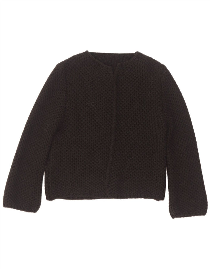 Vintage damski sweter rozpinany UK 14 średni czarny akryl