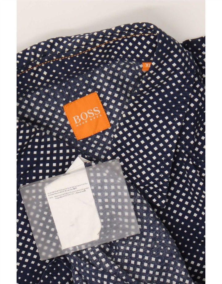 Koszula męska Hugo Boss XL, granatowa, geometryczna, bawełniana
