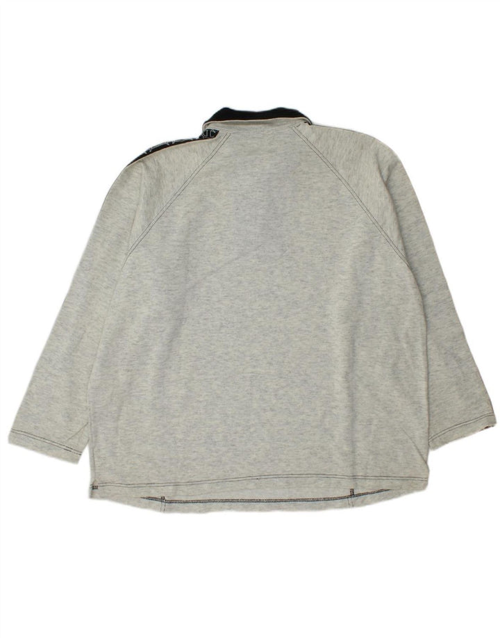CHAMPION Mens Graphic Zip Neck Sweatshirt Jumper Large Grey Cotton