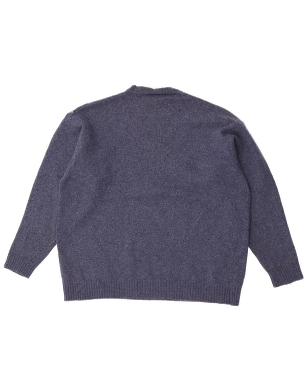Męski sweter z okrągłym dekoltem w zielone liście XL Granatowy Argyle/Diament