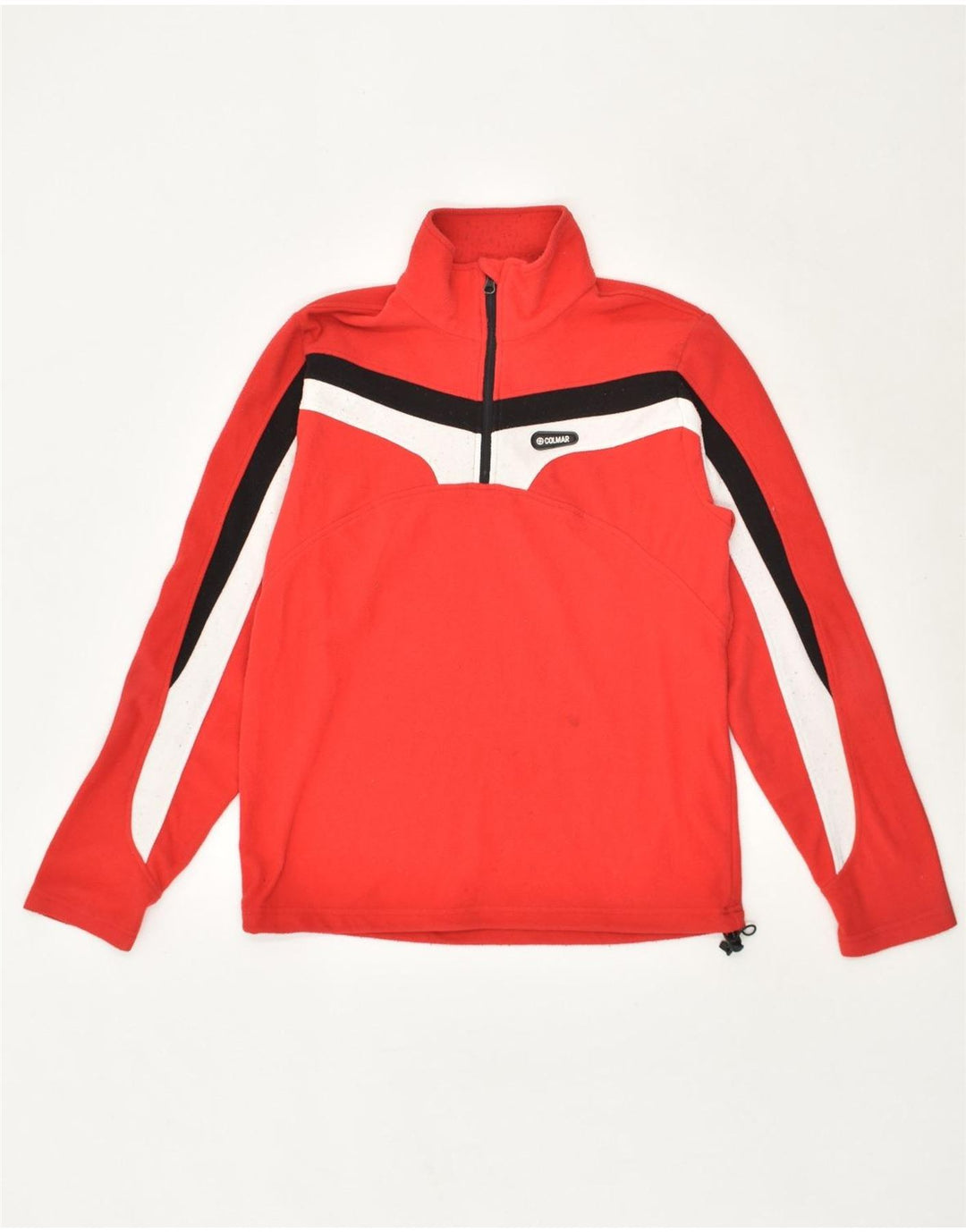 COLMAR Mens Zip Neck Fleece Jumper Small Red Colourblock Polyester | Vintage Colmar | Thrift | Second-Hand Colmar | Used Clothing | Messina Hembry 