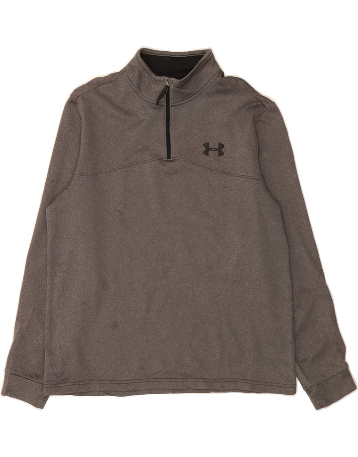 UNDER ARMOUR Mens Cold Gear Zip Neck Pullover Tracksuit Top Large Grey Vintage Under Armour and Second-Hand Under Armour from Messina Hembry 