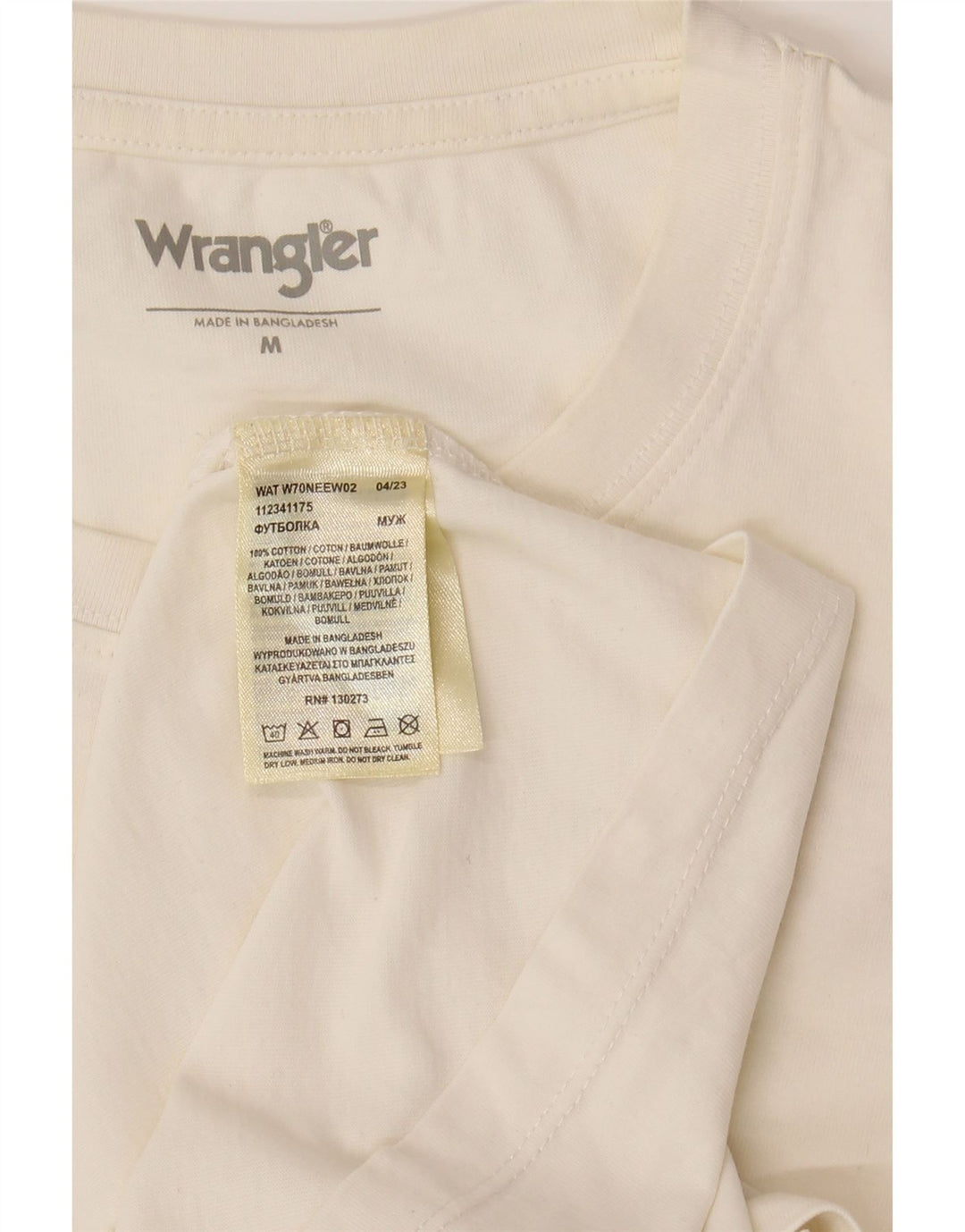 WRANGLER Mens Loose Fit Graphic T-Shirt Top Medium White Cotton