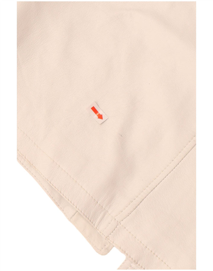 Kamizelka skórzana damska VINTAGE UK 12 Średnia Biała