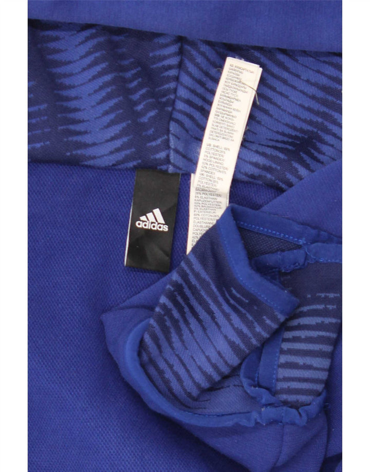 Adidas Męski sweter z kapturem i zamkiem błyskawicznym, średni niebieski, bawełniany