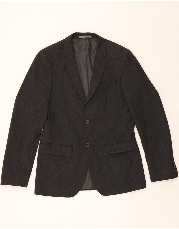 MARKS & SPENCER Mens 2 Button Slim Blazer Jacket EU 46 Small Grey Vintage Marks & Spencer and Second-Hand Marks & Spencer from Messina Hembry 