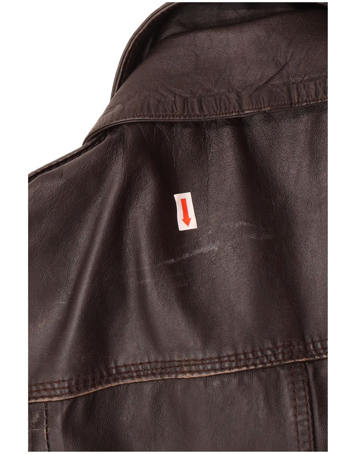 Męska skórzana kurtka wojskowa Superdry UK 40, duża brązowa skóra