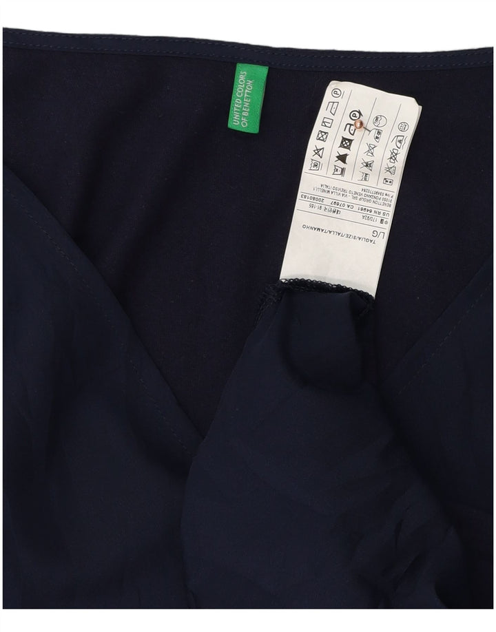 Damski top BENETTON z rękawem 3/4, UK 16, duży, granatowy, bawełniany