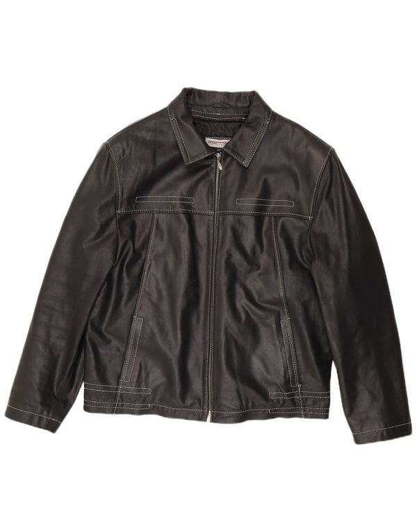 Vintage męska skórzana kurtka UK 44 2XL czarna skóra