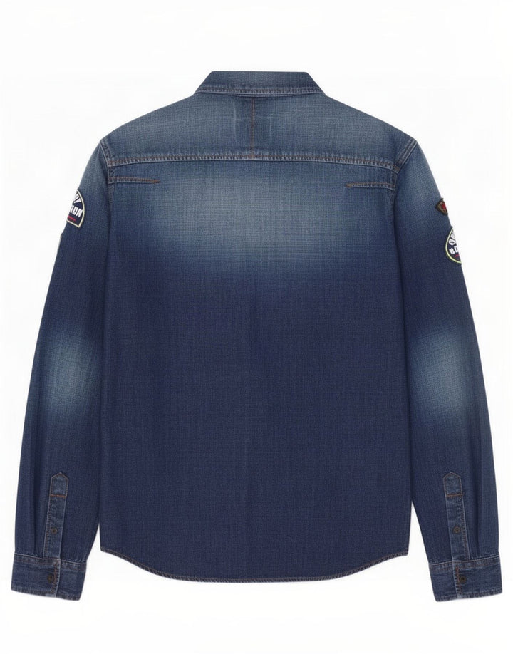 Męska koszula dżinsowa Superdry, mała, niebieska, bawełniana