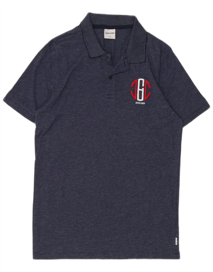 Męska koszulka polo Jack & Jones z grafiką, średnia, granatowa, bawełniana w cętki