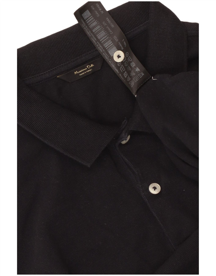 MASSIMO DUTTI Mens Polo Shirt Large Navy Blue Cotton