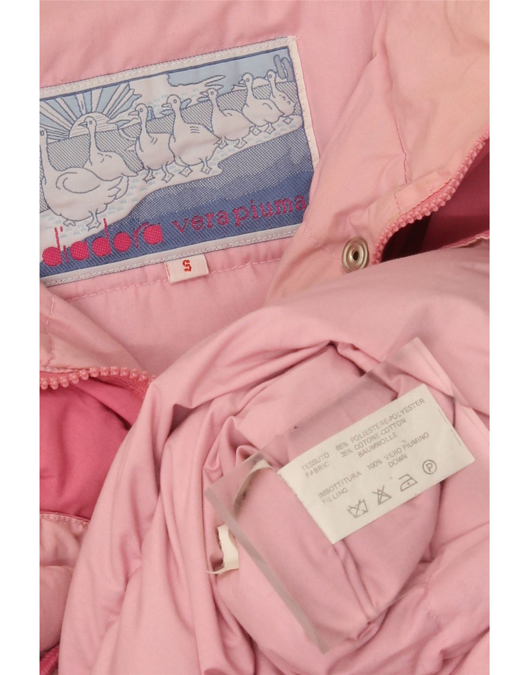 Damska kurtka Diadora z grafiką, oversize, wyściełana UK 10, mały, różowy poliester