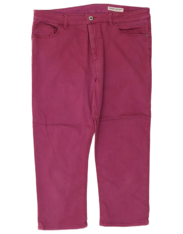 Marks & Spencer Damskie spodnie capri z wysokim stanem UK 16, duże W34 L21 fioletowe