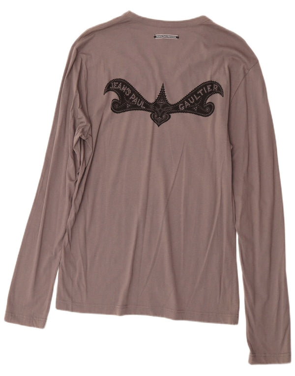 Jean Paul Gaultier Womens Graphic Top Long Sleeve UK 18 XL Grey Designer