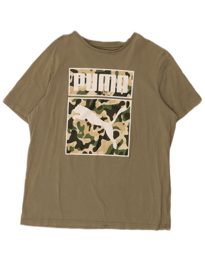 Męski T-shirt z grafiką PUMA, duży, khaki