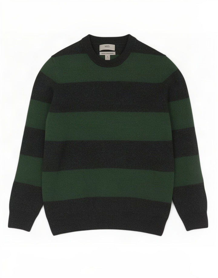 Marks & Spencer Chłopięcy sweter z okrągłym dekoltem 14-15 lat, średni zielony