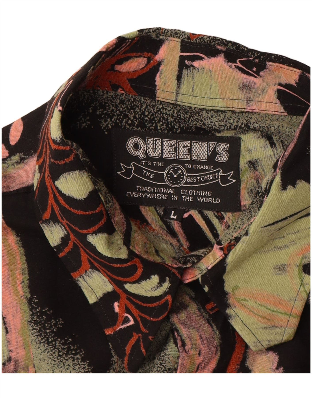 Koszula męska w stylu vintage w abstrakcyjny wzór, duża, wielokolorowa wiskoza w kwiaty