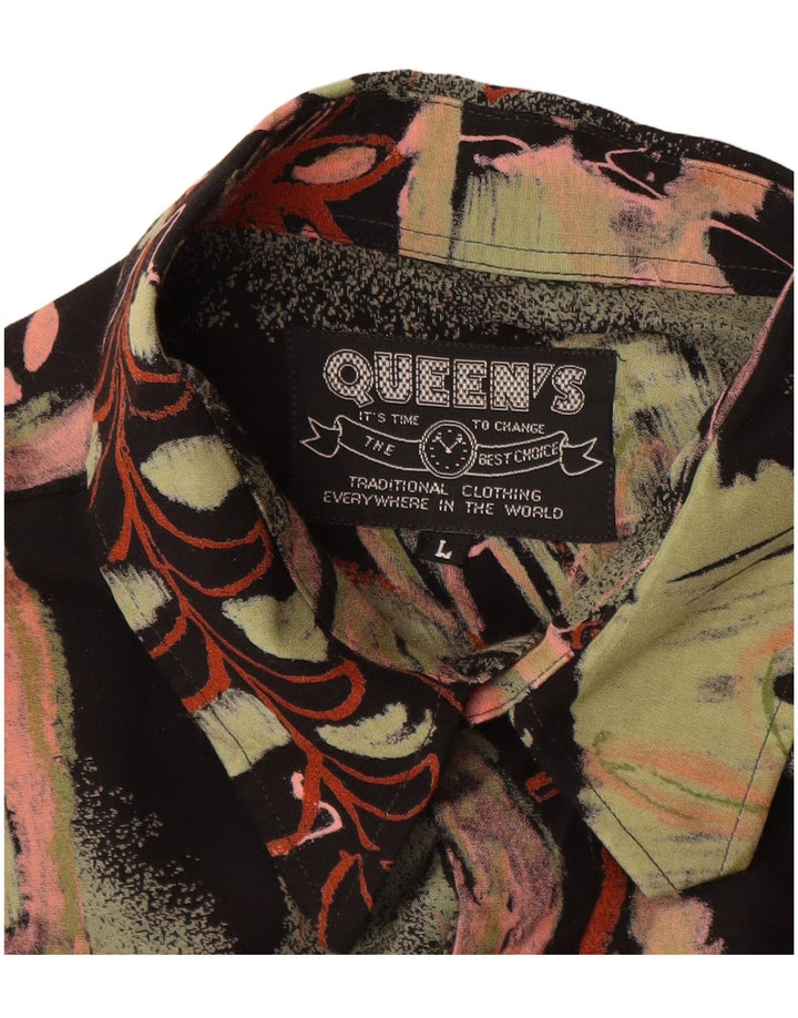 Koszula męska w stylu vintage w abstrakcyjny wzór, duża, wielokolorowa wiskoza w kwiaty