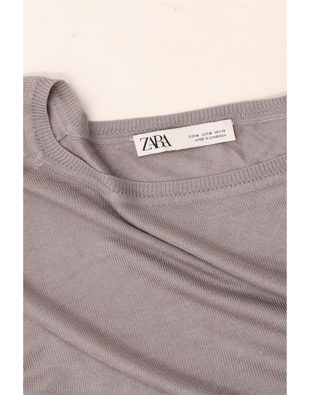 Damski sweter ZARA Crop Oversize z dekoltem w łódkę UK 14 Średni szary