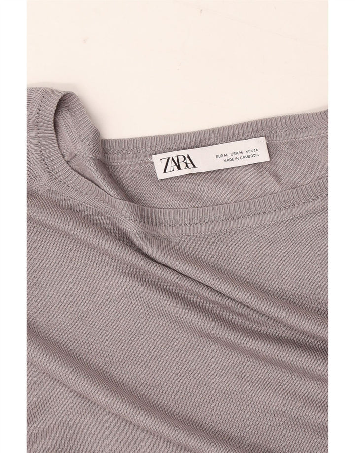 Damski sweter ZARA Crop Oversize z dekoltem w łódkę UK 14 Średni szary