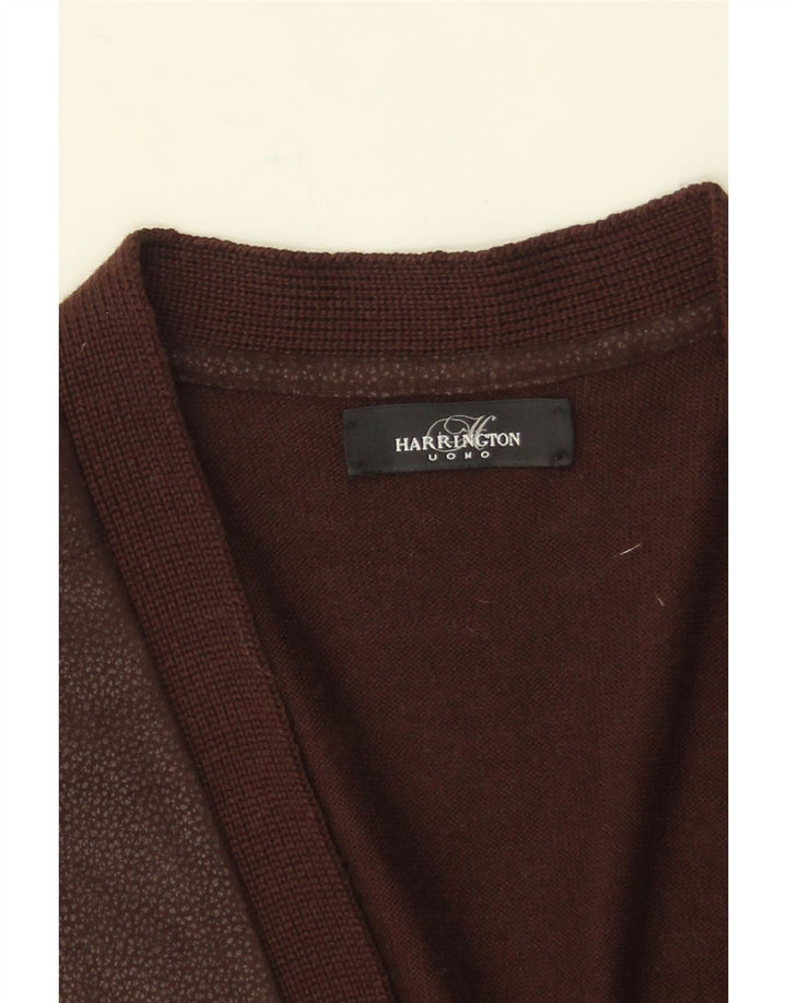 Sweter męski w stylu vintage, średniej wielkości brązowa wełna