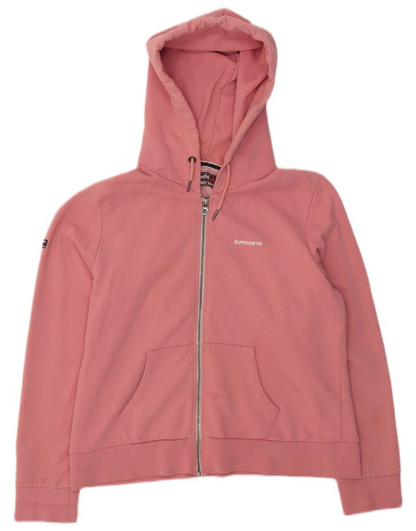 Damski sweter z kapturem i zamkiem Superdry UK 16, duży, różowy, bawełniany