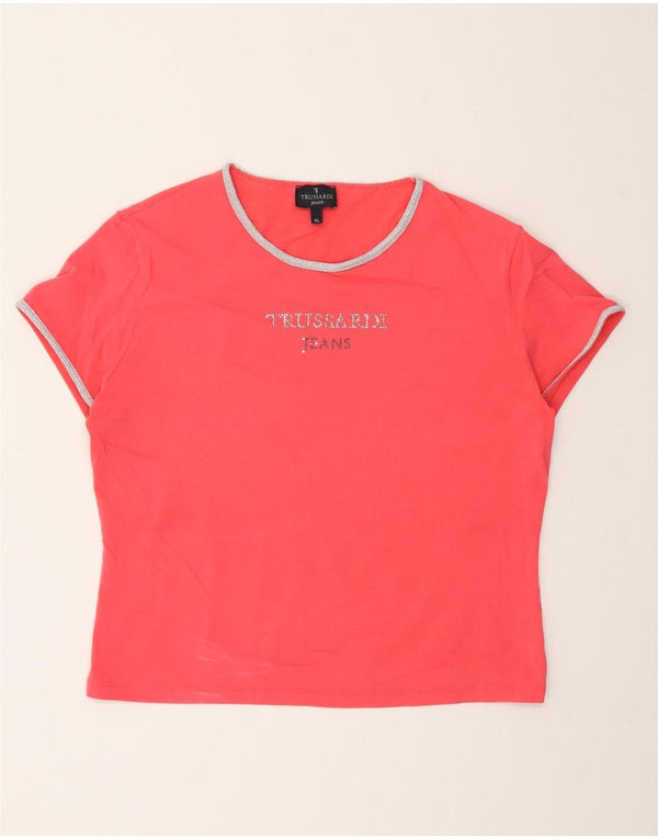 Damska koszulka z krótkim rękawem Trussardi z grafiką, UK 18 XL, różowa