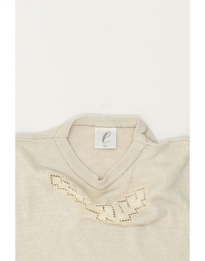 VINTAGE Womens Short Sleeve Crew Neck Jumper Sweater IT 46 Large White Vintage Vintage and Second-Hand Vintage from Messina Hembry 