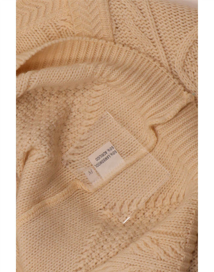Sweter damski w stylu vintage, UK 14, średnia beżowa wełna