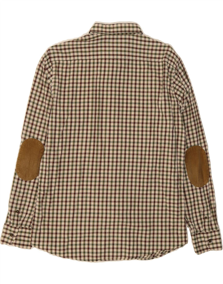 MASSIMO DUTTI Mens Flannel Shirt Medium Beige Check Vintage Massimo Dutti and Second-Hand Massimo Dutti from Messina Hembry 