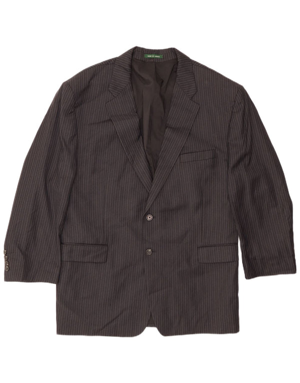 Ralph Lauren Mens 2 Button Blazer Jacket UK 42 XL Black Pinstripe Wool