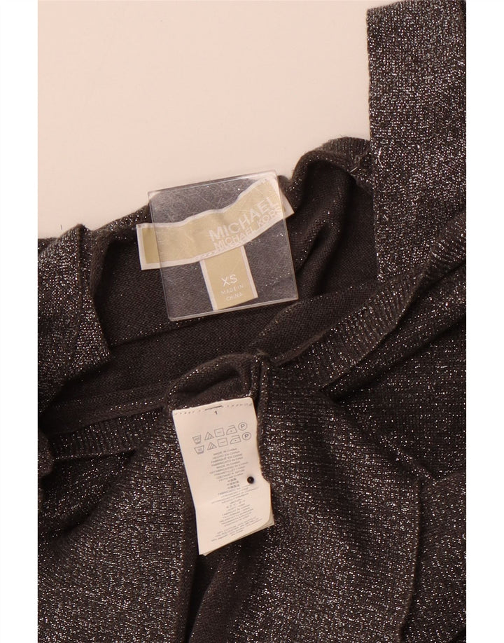 Damska bluzka MICHAEL KORS z odkrytymi ramionami, UK 6 XS, szara bawełniana nakrapiana