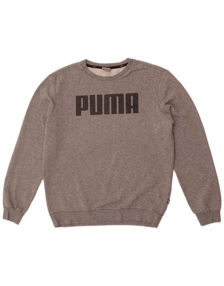 Męska bluza z grafiką Puma, średniej szarości, bawełniana w plamki