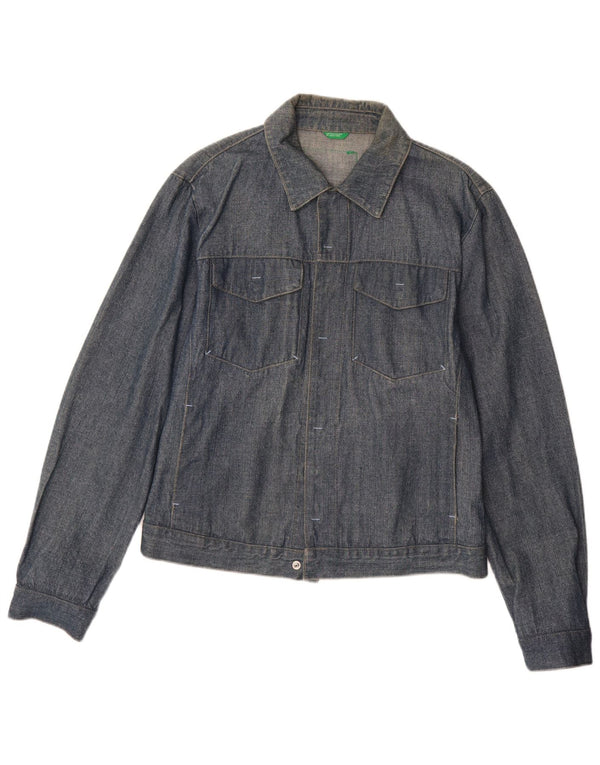 Benetton Mens Denim Jacket UK 40 Large Navy Blue Cotton