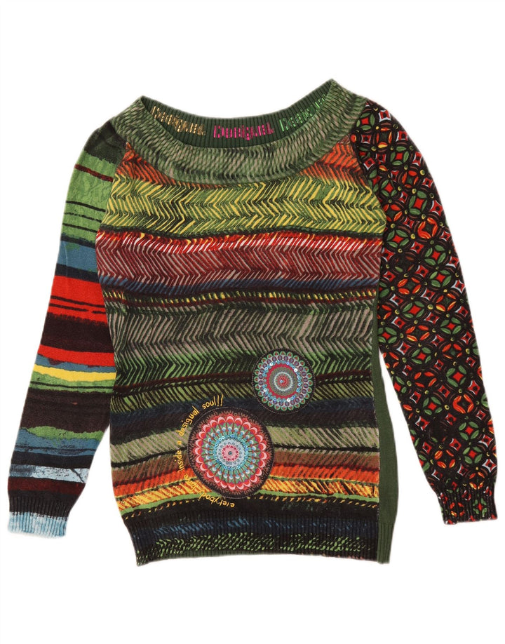 Damski sweter Desigual z dekoltem w łódkę UK 14, średni, wielokolorowy