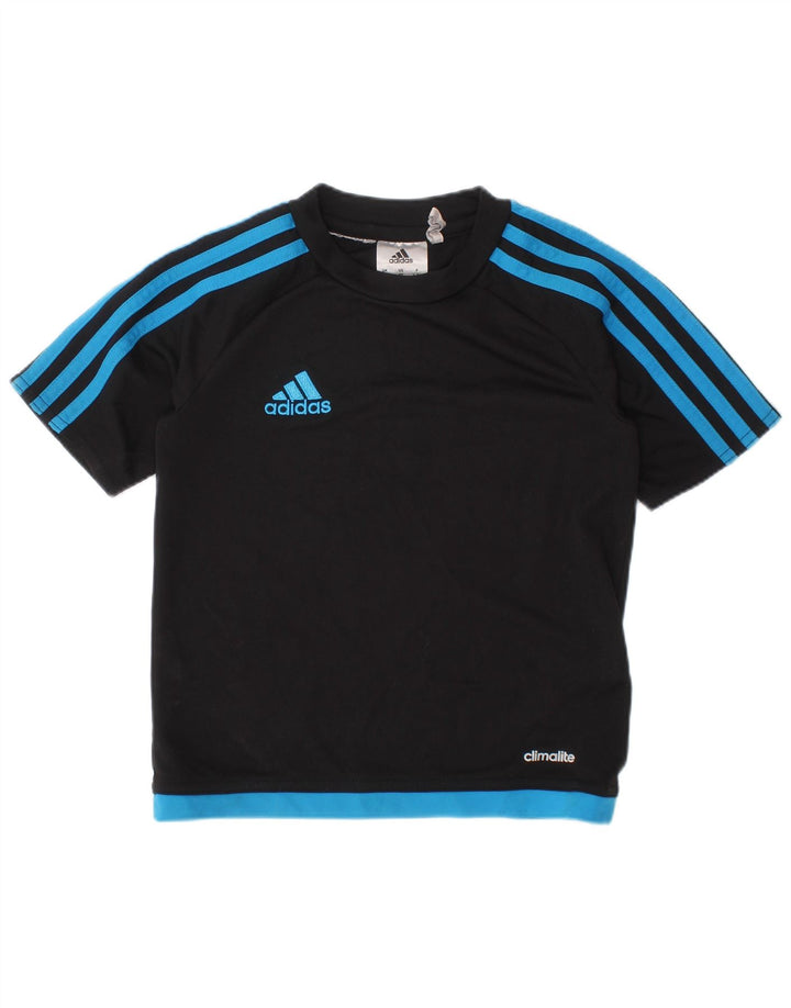 Chłopięcy T-shirt ADIDAS Climalite, 4-5 lat, czarny poliester z blokami kolorów