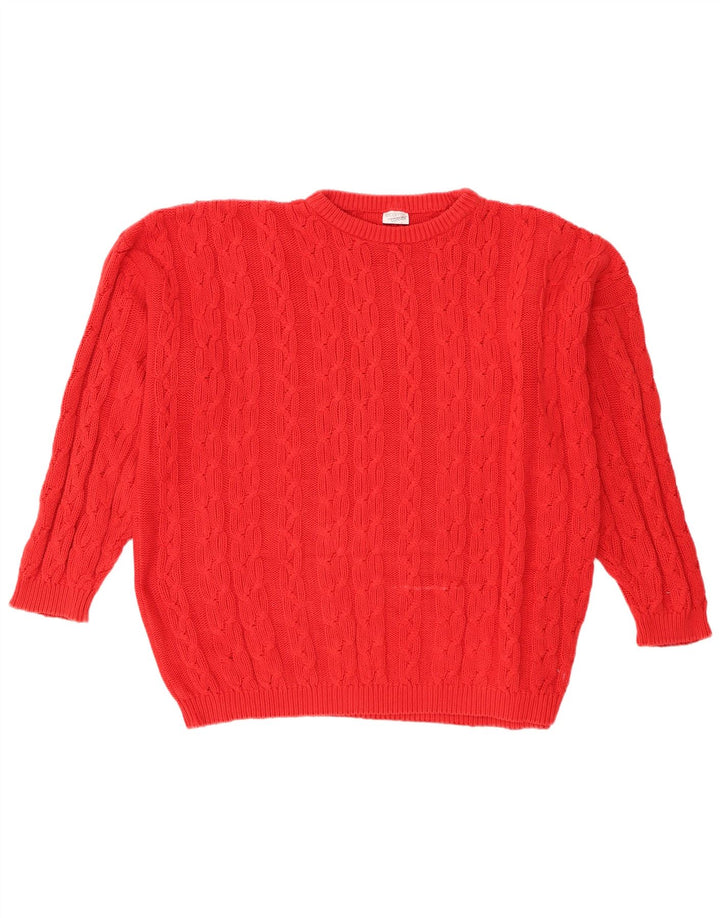 Damski sweter oversize Lecomte z okrągłym dekoltem, UK 18 XL, czerwony, bawełniany