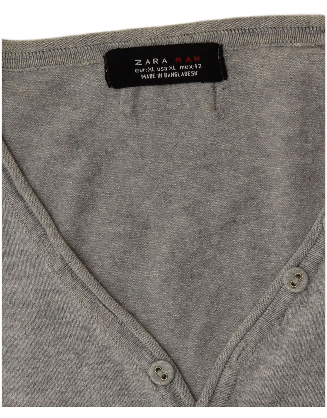 Męski sweter Zara z krótkim rękawem i dekoltem w kształcie litery V, XL, szary