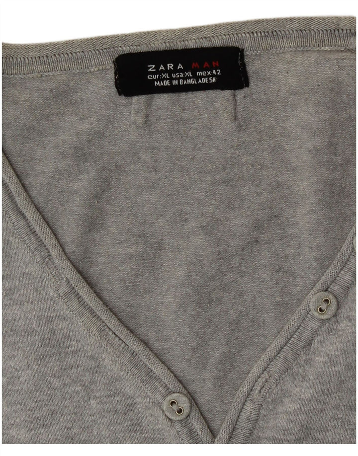 Męski sweter Zara z krótkim rękawem i dekoltem w kształcie litery V, XL, szary