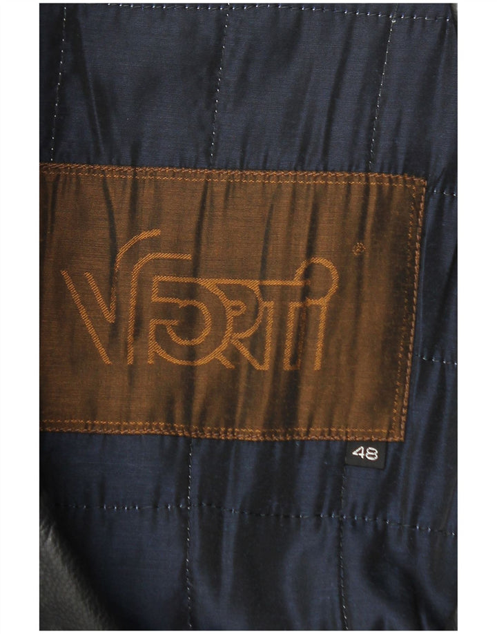 Męski płaszcz skórzany Vittorio Forti IT 48 Średni czarny