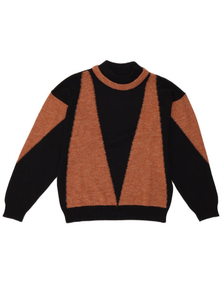 Sweter damski w stylu vintage z golfem EU 40, średni czarny retro