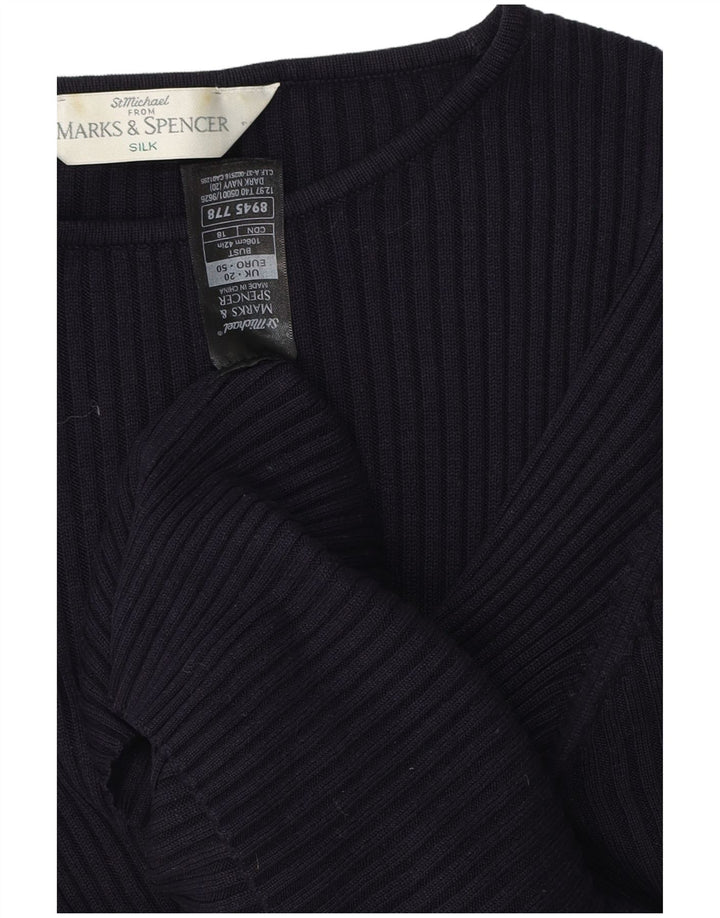 Bluzka damska Marks & Spencer UK 20 2XL Granatowy jedwabny klasyczny